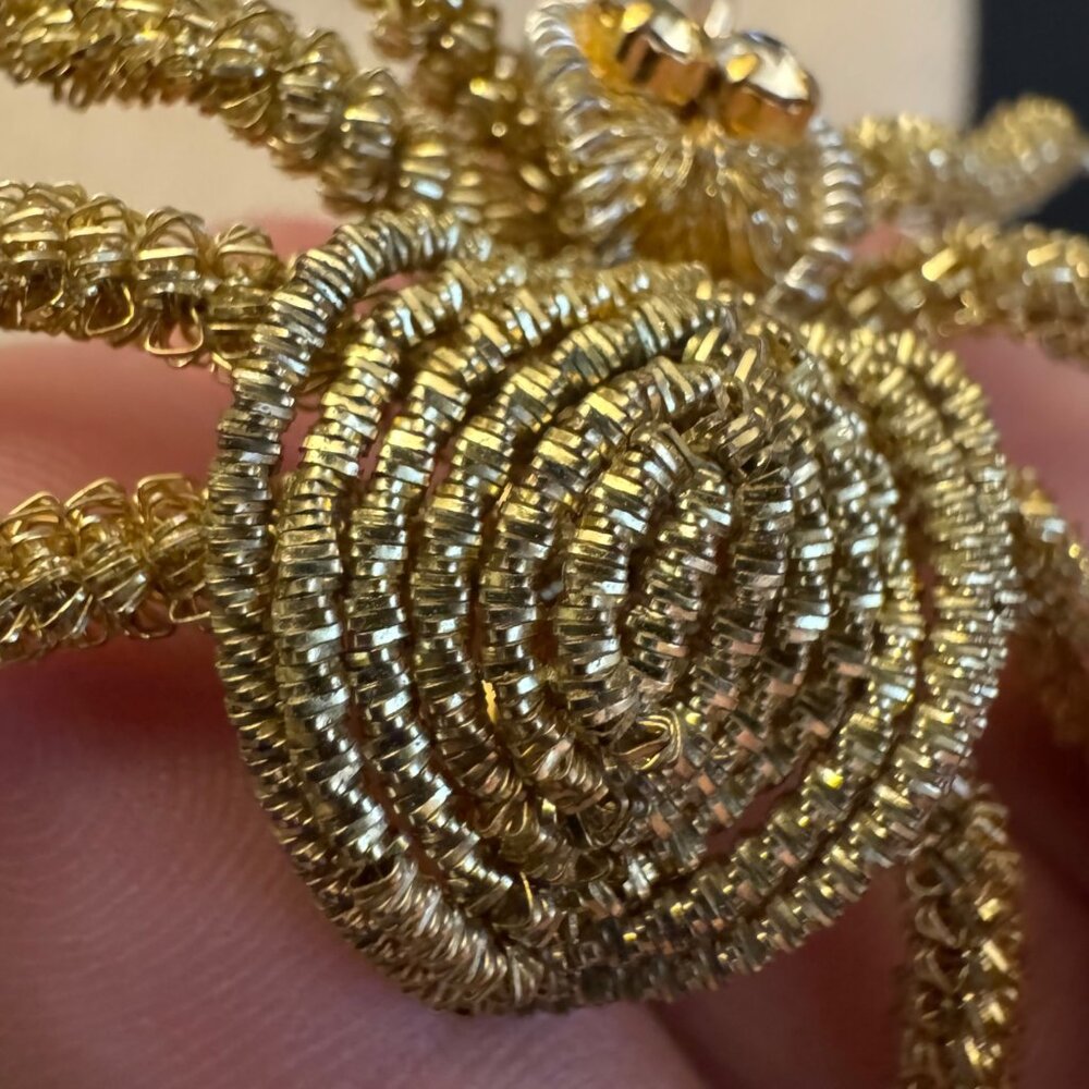 Gold-Tone Handmade Wire Spider Brooch With Rhinestone Accents - Picture 9 of 14